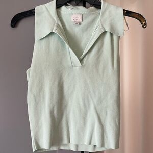 a new day Light Green Collared Tank Top